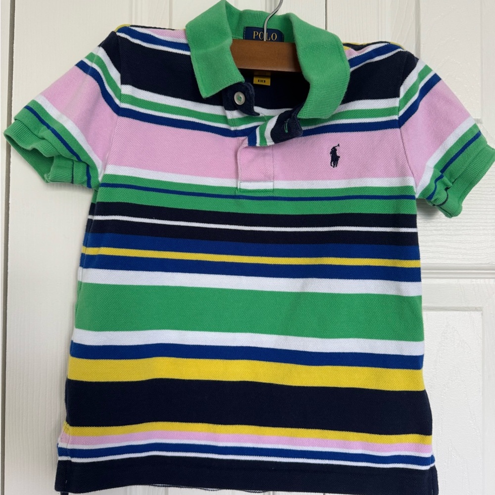 Polo by Ralph Lauren Kids Striped Green and Pink Shirt size 5